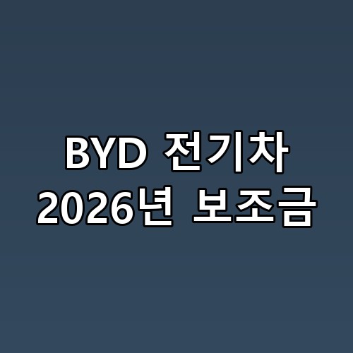 BYD 전기차 2026년 보조금 완벽 가이드: 모델별 실구매가 전격 비교 ⚡